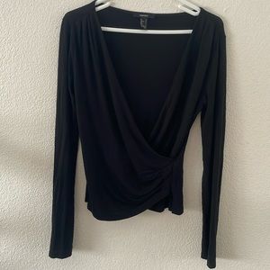 Forever 21 wrap front long sleeve crop Top